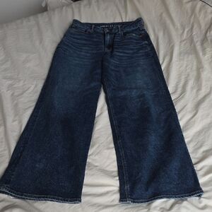 American Eagle Outfitters Dark Blue Curvy Wide Leg Jeans